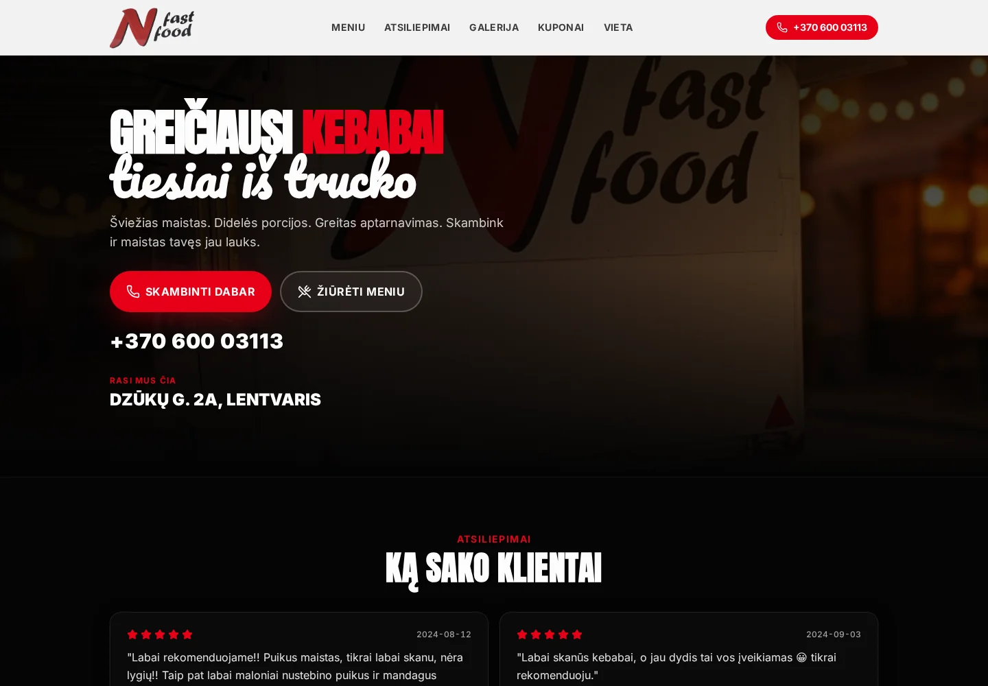 N Fast Food desktop website